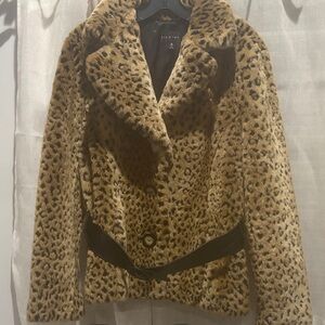 Braetan Brown Leopard Print Teddy Jacket